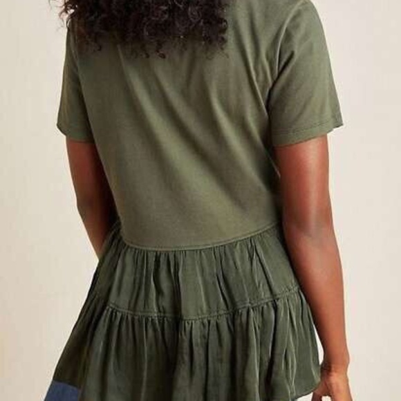 EUC Anthropologie Maeve Louisa Tiered Tee Olive Green Size Small - Picture 2 of 7
